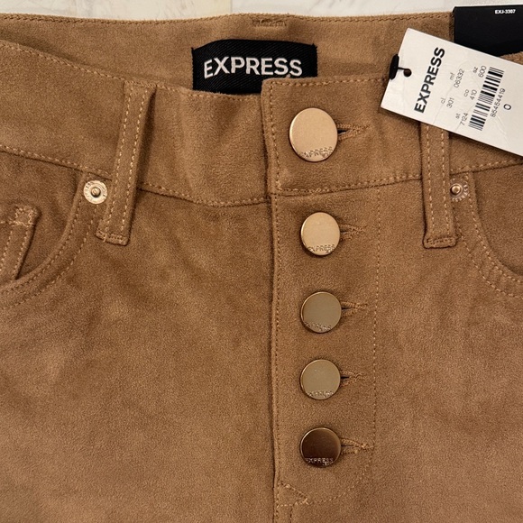 Express Women's Brown High-Waisted Suede Shorts - Picture 2 of 4